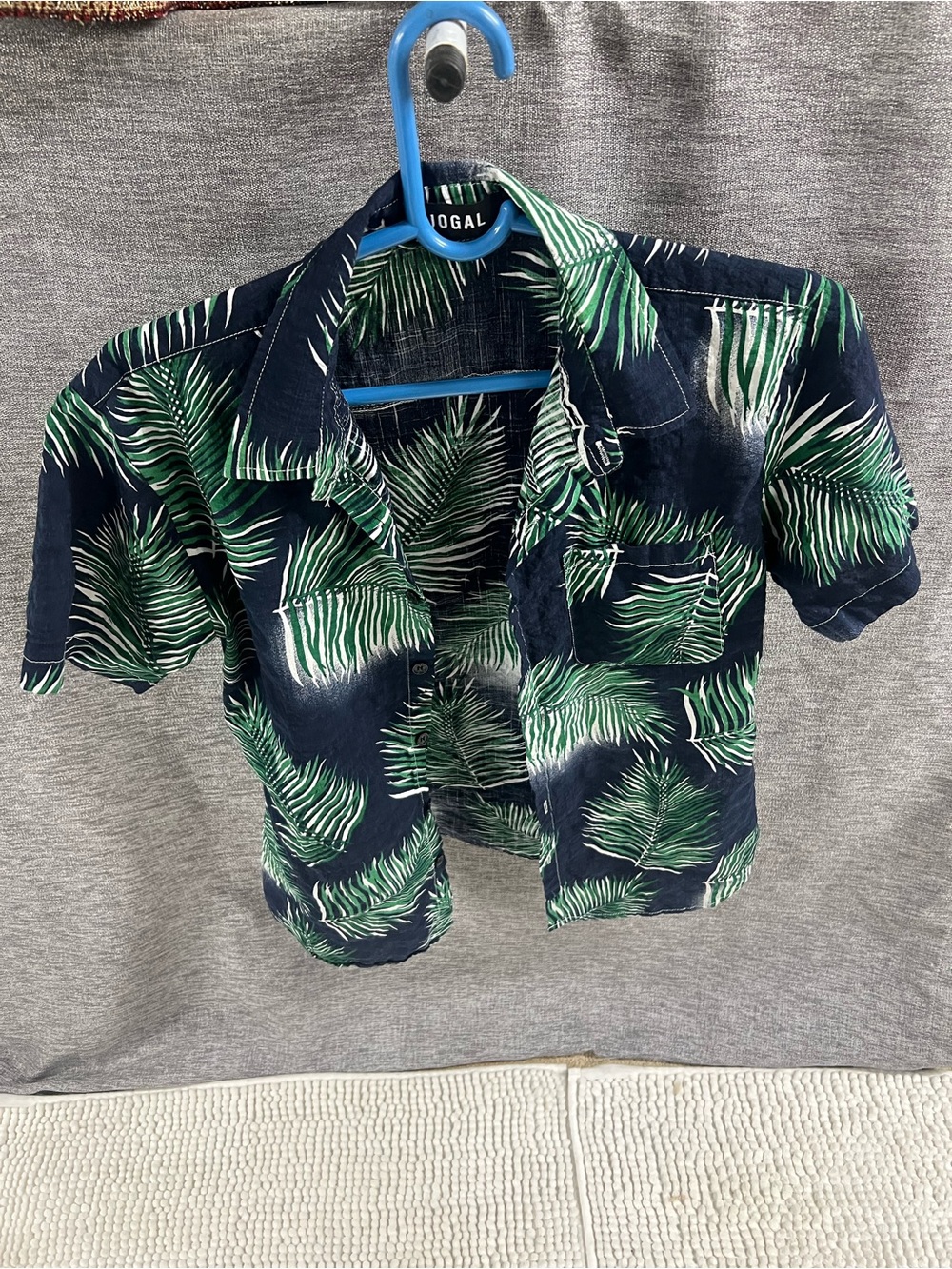 JOGAL Men’s Tropical Palm Leaf Short Sleeve Hawaiian Shirt